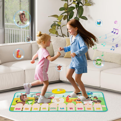 Kids Musical Animal Farm Mat with 10 Piano Keys and 10 Built-in Songs