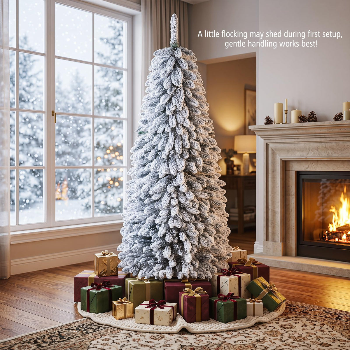 6FT Pop up Artificial Christmas Tree, Snow Flocked Xmas Tree