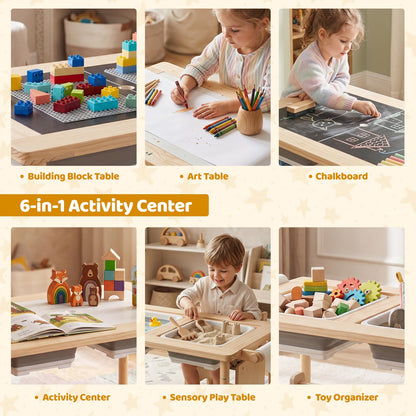 Sensory Table Set 3-Piece Kids Activity Table and Chair Set with Adjustable Height