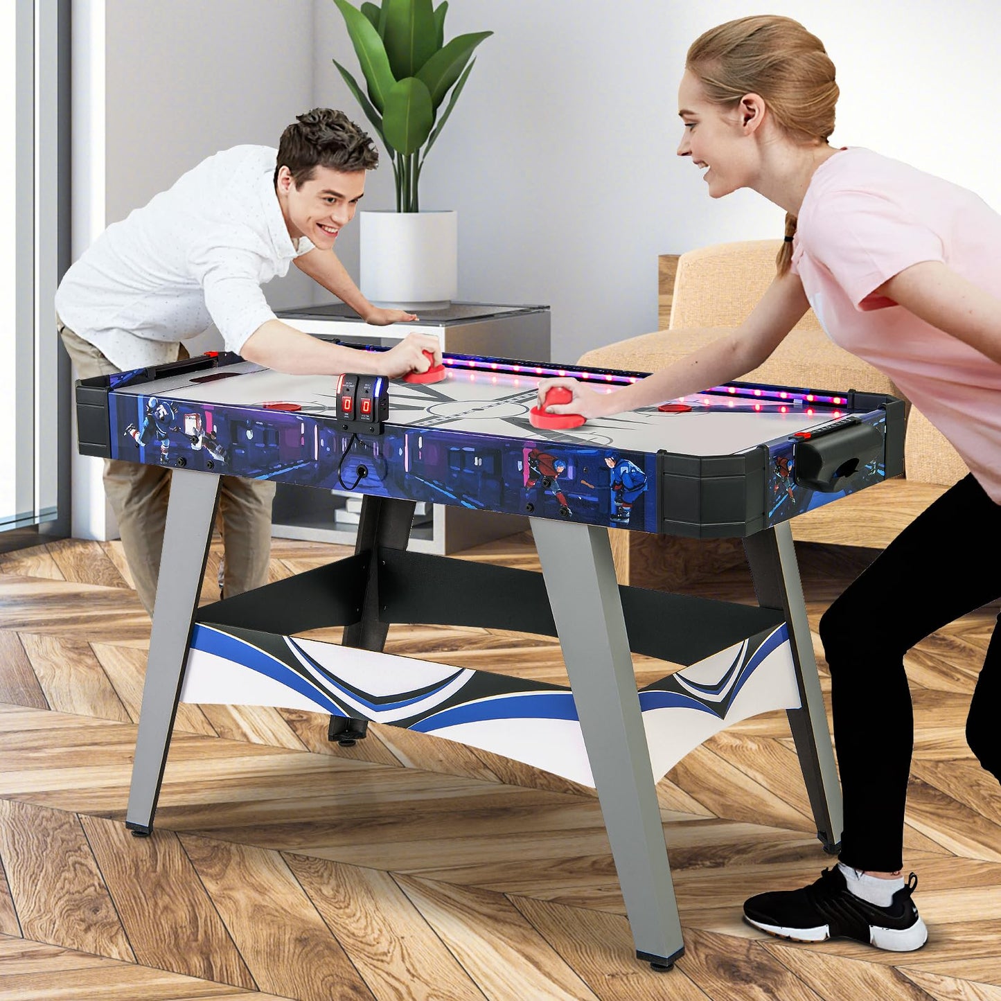 Air Hockey Game Table with 2 Pushers and Pucks mfor Game Room