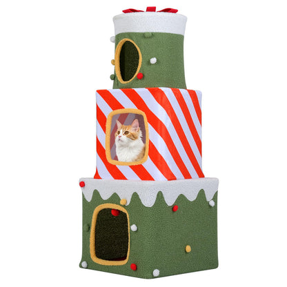 120 cm Cute Cat Climbing Furniture with 3 Condos and Hideaway Caves