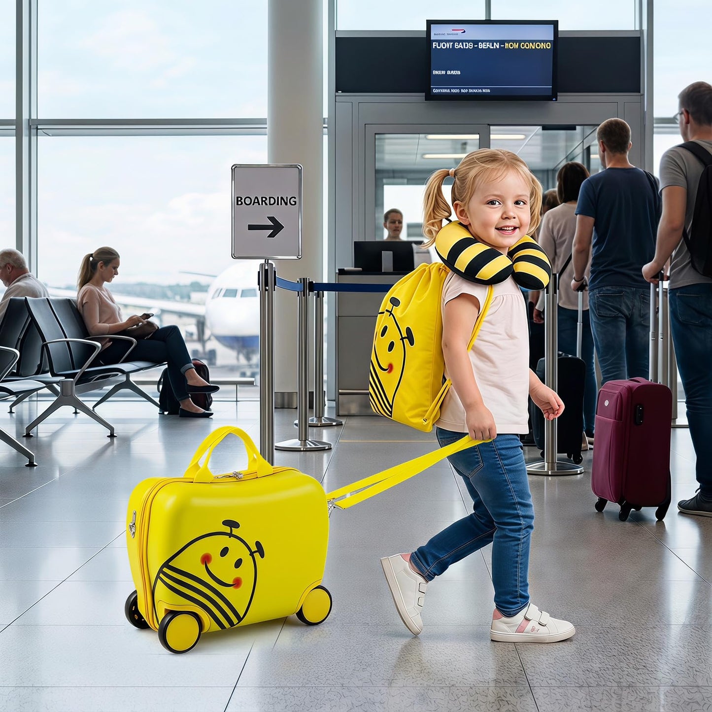 3-Piece Bee Design Kids Bee Design Set with Rucksack & Neck Pillow for Ages 3+