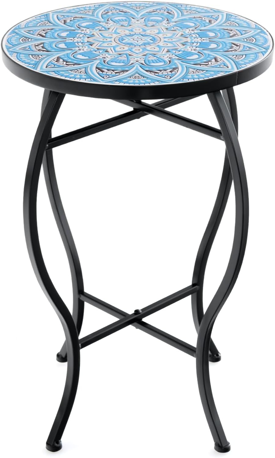 Mosaic Round Bistro Coffee Table with Ceramic Tile Tabletop