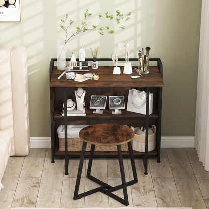 90 cm Folding Desk with Stool, Portable Computer Desk and Stool Set