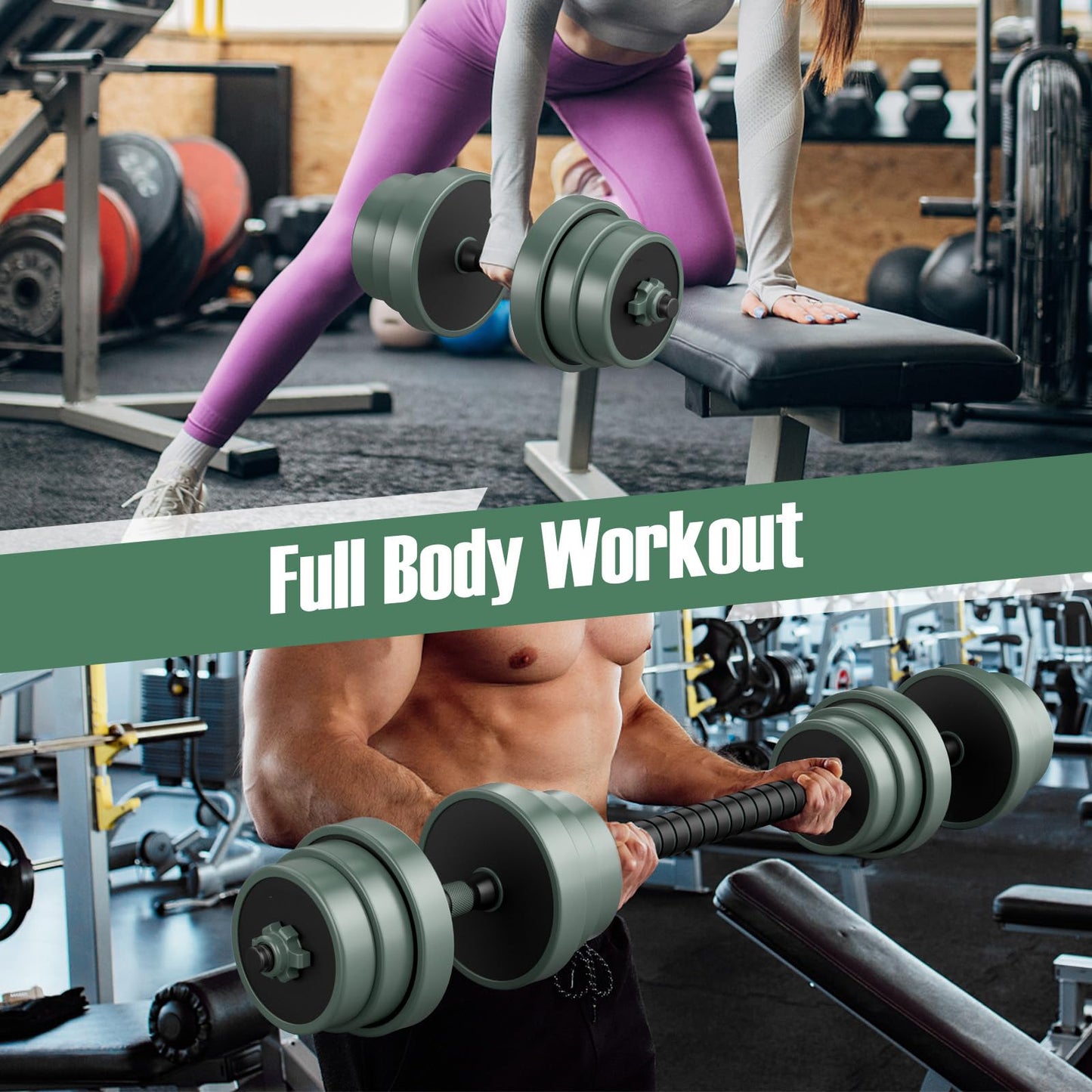 21KG/41KG Dumbbell Barbell Set, 4-in-1 Dumbbell, Barbell, Kettlebell & Push-Up Stand