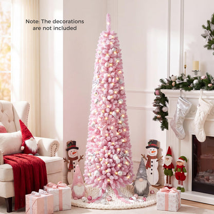 Pre-Lit Artificial Christmas Tree, Slim Pencil Xmas Tree