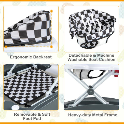 6 in 1 Foldable Push Along Walkers with 3 Adjustable Heights