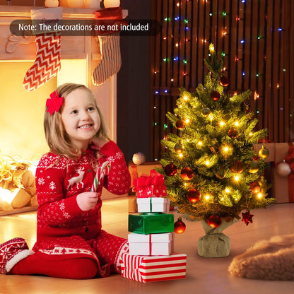 24 Inch Artificial Xmas Tree Tabletop Christmas Tree with 234 PE PVC Branch Tips