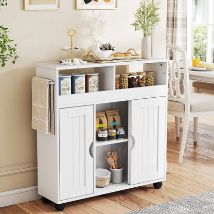 Bathroom Floor Cabinet on Wheels, Freestanding Slim Bathroom Storage Unit