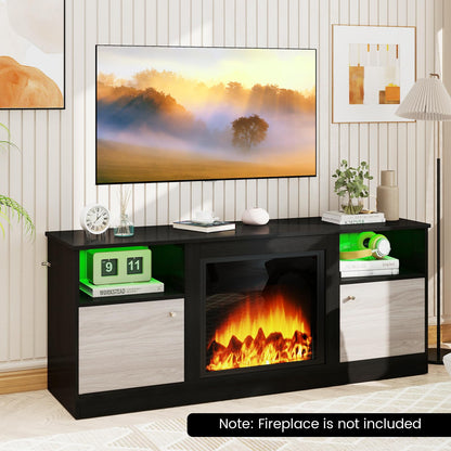 TV Stand with Adjustable Shelf and Open Compartment