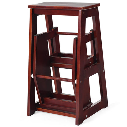 Folding 3 tier Step Stool Wooden Folding Stepladder Shelf
