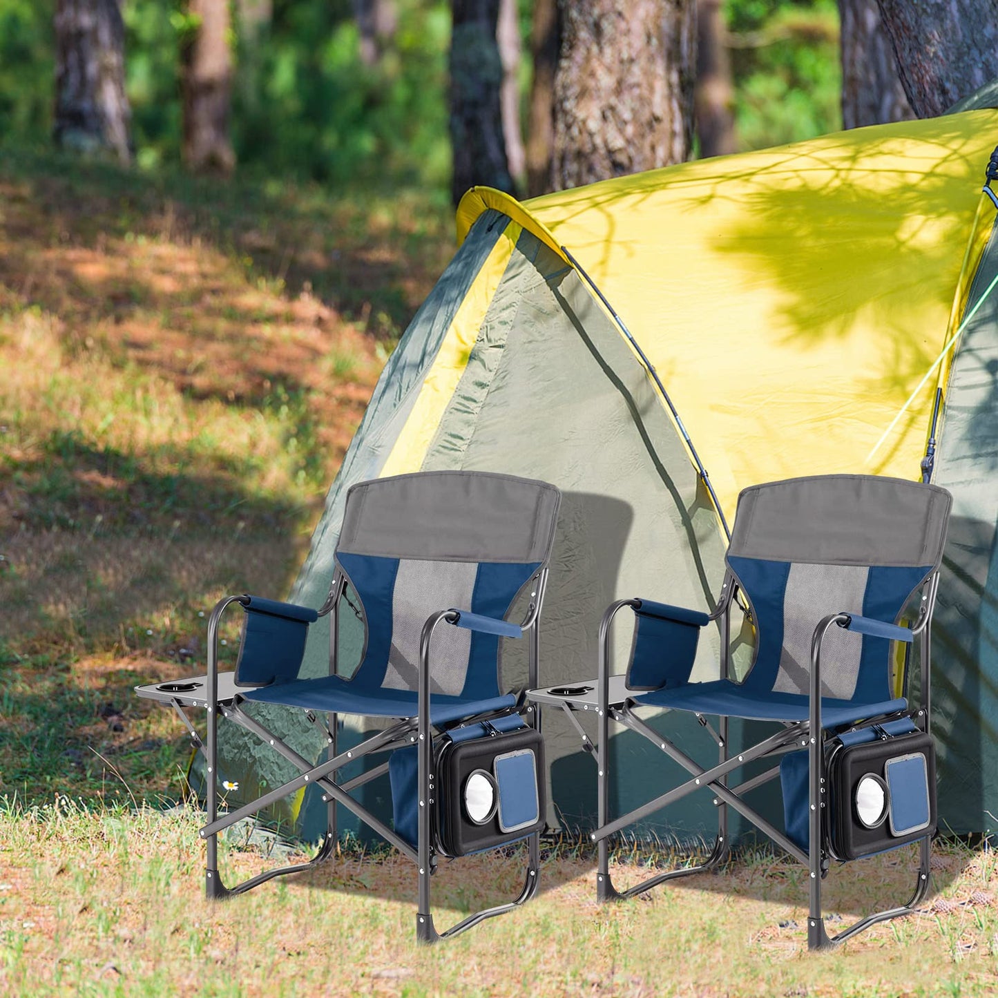 Oversized Camping Chairs with Side Table for Lawn Picnic Hiking Fishing