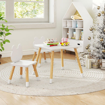 Kids Table and Chair Set, Children Activity Table with 2 Chairs and Pine Wood Legs
