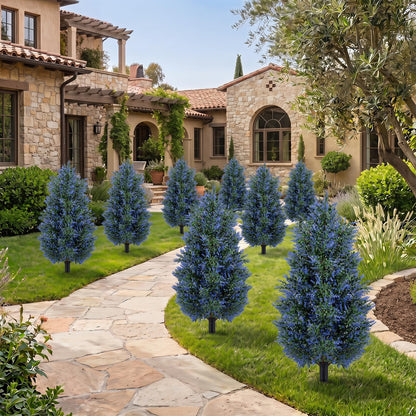 Set of 2 Artificial Topiary Ball Trees, Faux Shrub Bushes with Ground Spikes