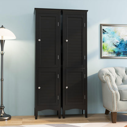 Freestanding Tall Bathroom Floor Cabinet with Adjustable Shelf and 2 Doors