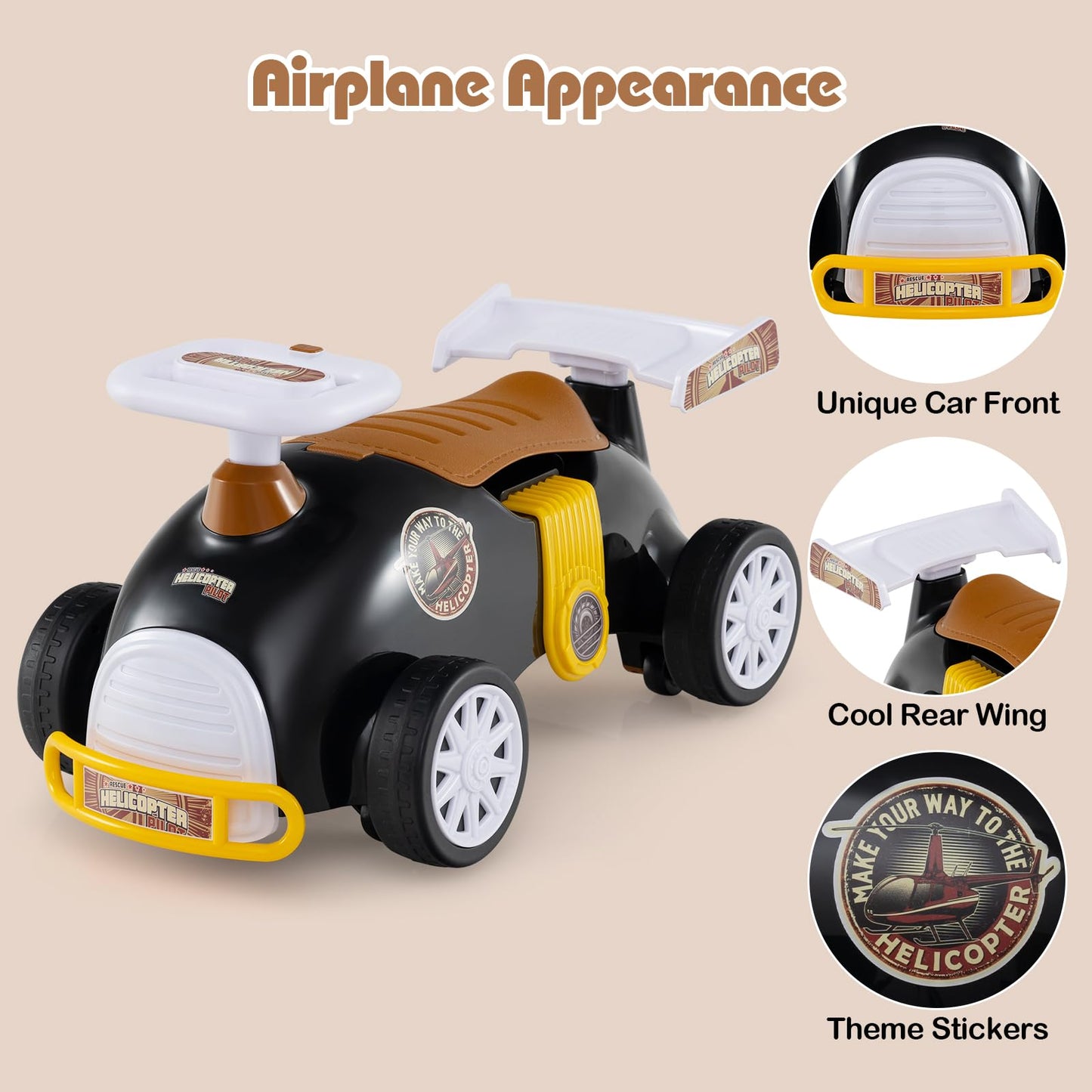 Ride on Push Car with Music, Under-Seat Storage