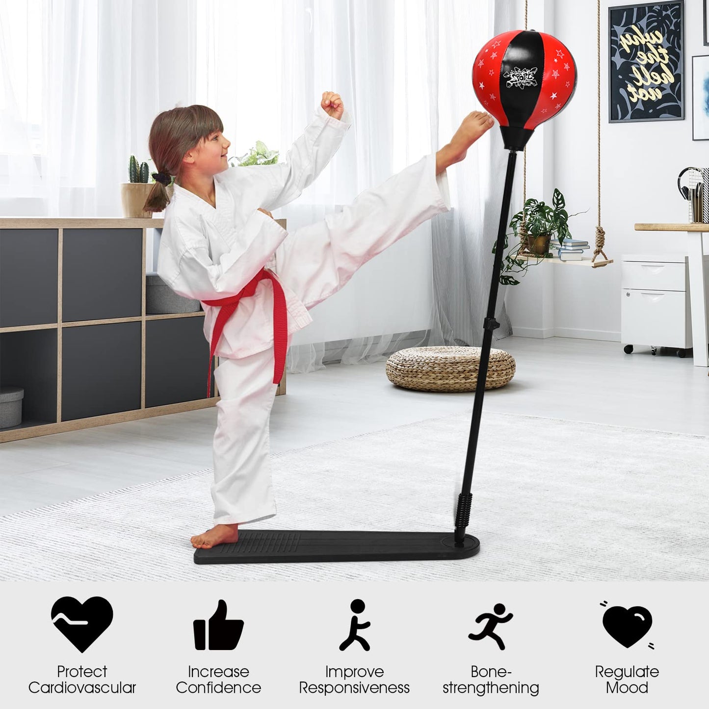 Punching Bag with Stand and Gloves