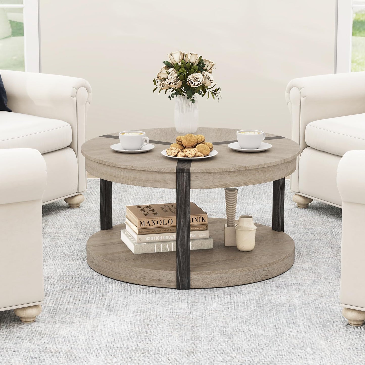 2-Tier 88cm Rubber Wood Cocktail Center Accent Tea End Sofa Side Table