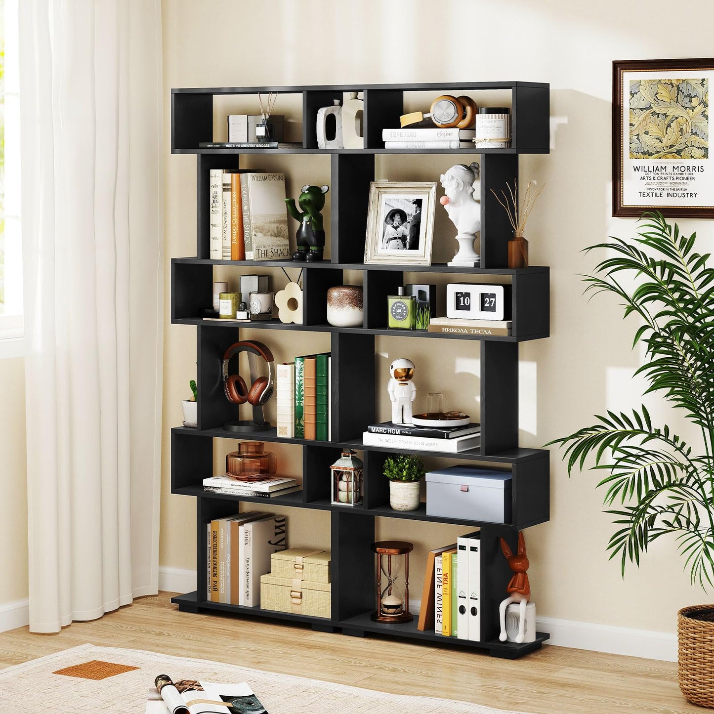 6-Tier Bookshelf with 2 Anti-Tipping Kits for Home Office