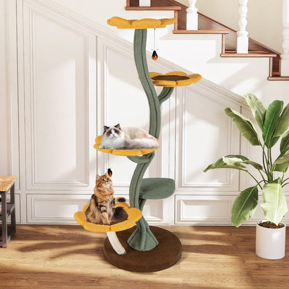 Cat Tree, 175cm Tall Cat Tower with 4 Flower-shaped Platforms