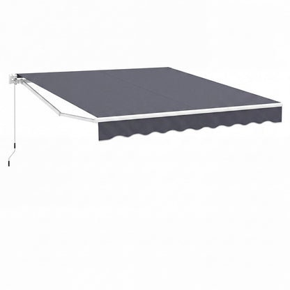 3 x 2.5m Retractable Manual Awning, Anti-UV and Waterproof Garden Patio Canopy