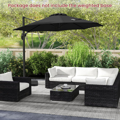 294 x 248 cm Round Outdoor Patio Umbrella Cantilever Umbrella with 360° Rotation for Backyard