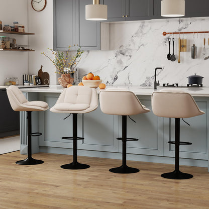 Bar Stools Set of 2 Modern Adjustable Chenille Upholstered Barstools