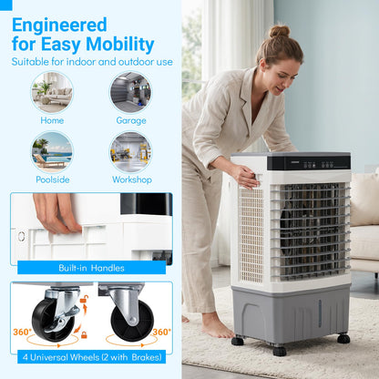 3-in-1 Evaporative Air Cooler with 15L Water Tank and 3 Speeds