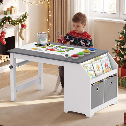 Kids Art Table and Stool Set, Toddler Craft Desk