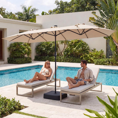 4M Double-Sided Parasol, Outdoor Extra Large Sun Umbrella with Base