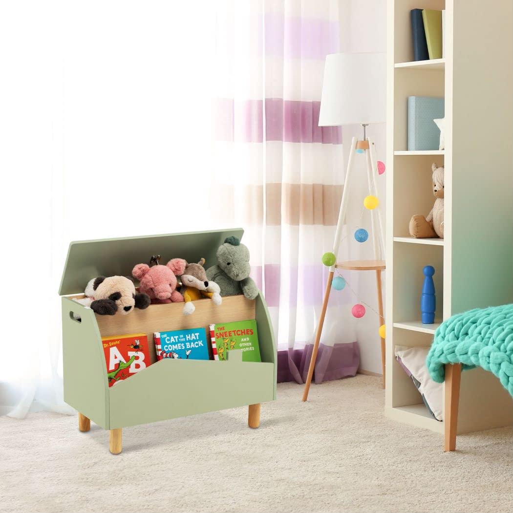 Giantex Wooden Toy Box Kids Storage Chest with Flip-top Lid Multifunctional Children's Organizer