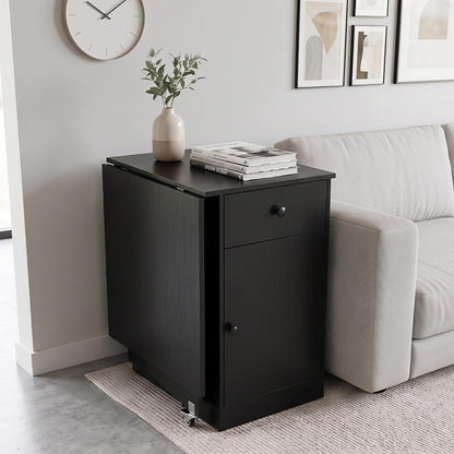 Folding Dining Table for 4-6 with Drawer & Cabinet on Wheel