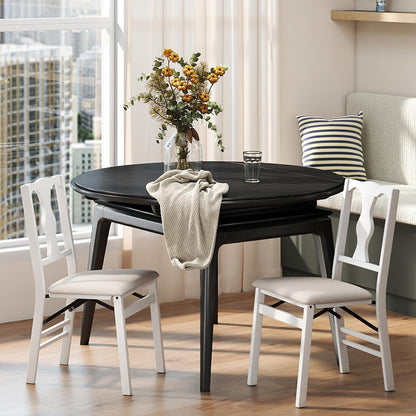 Set of 2 Folding Dining Chairs with Soft Padded Seat and Smooth Solid Backrest