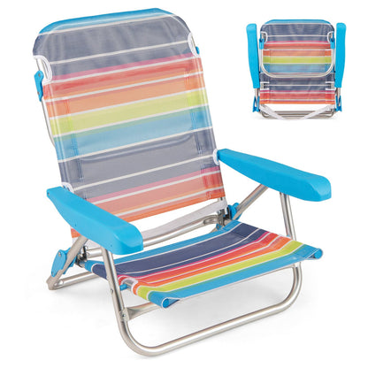 5 Adjustable Position Camping Chair with Armrests & Carry Strap