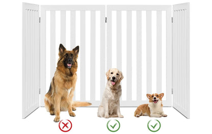 4 Panels Freestanding Wooden Dog Fence Up to 203cm Wide