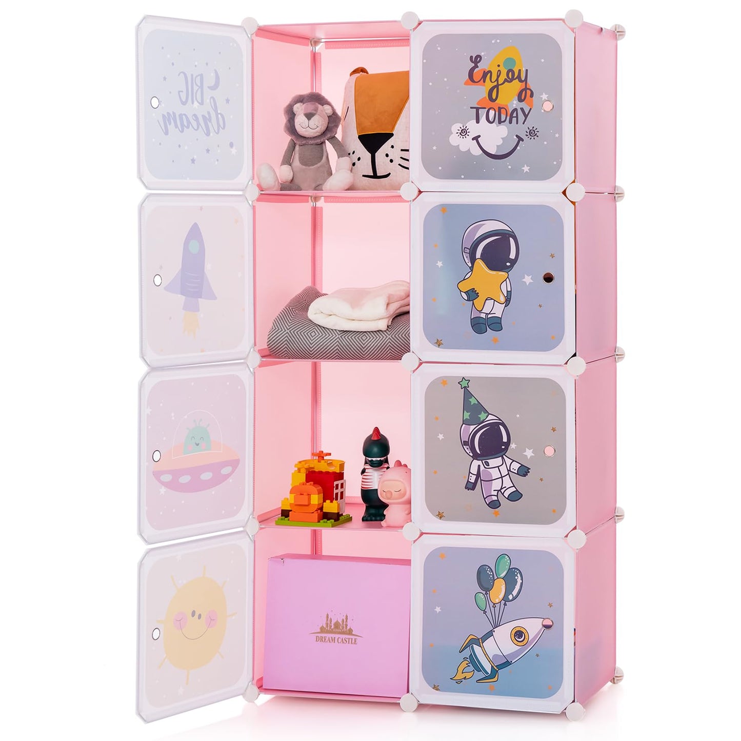 8-cube Baby Closet Organizer with Doors and Hanging Section