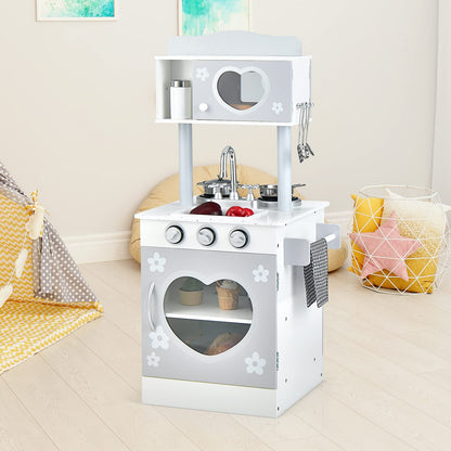 Double-Sided Kid's Play Kitchen Set with Stove and Sink