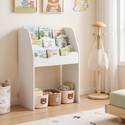 Toy Storage Organizer, 3-Tier Kids Bookcase with Rolling Drawer