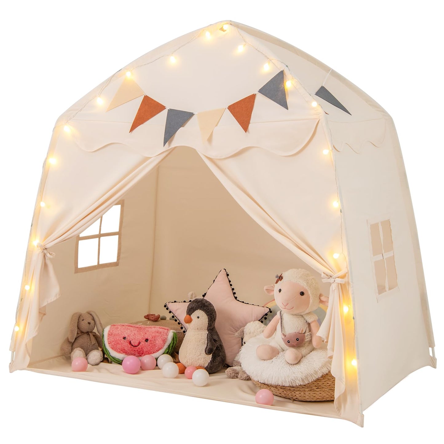 Kids Play Tent Bed Tent Extra Large with Lights for 3-12 Years Old