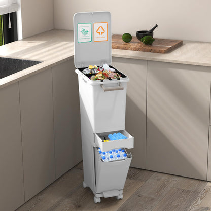 3 in 1 Recycling Bins for Kitchen Waste Separation Systerm with 3 Compartments