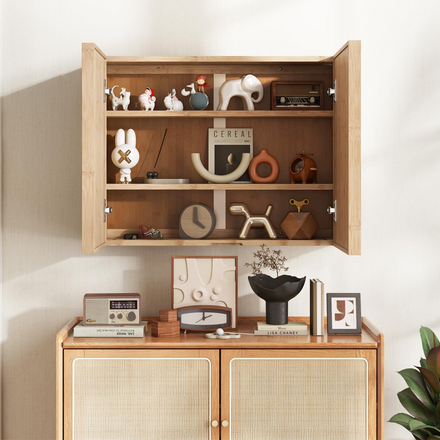 Wall Mounted Storage Cupboard with Reversible Double Door