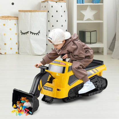 6V Electric Toy Bulldozer Excavator with Adjustable Arms Music