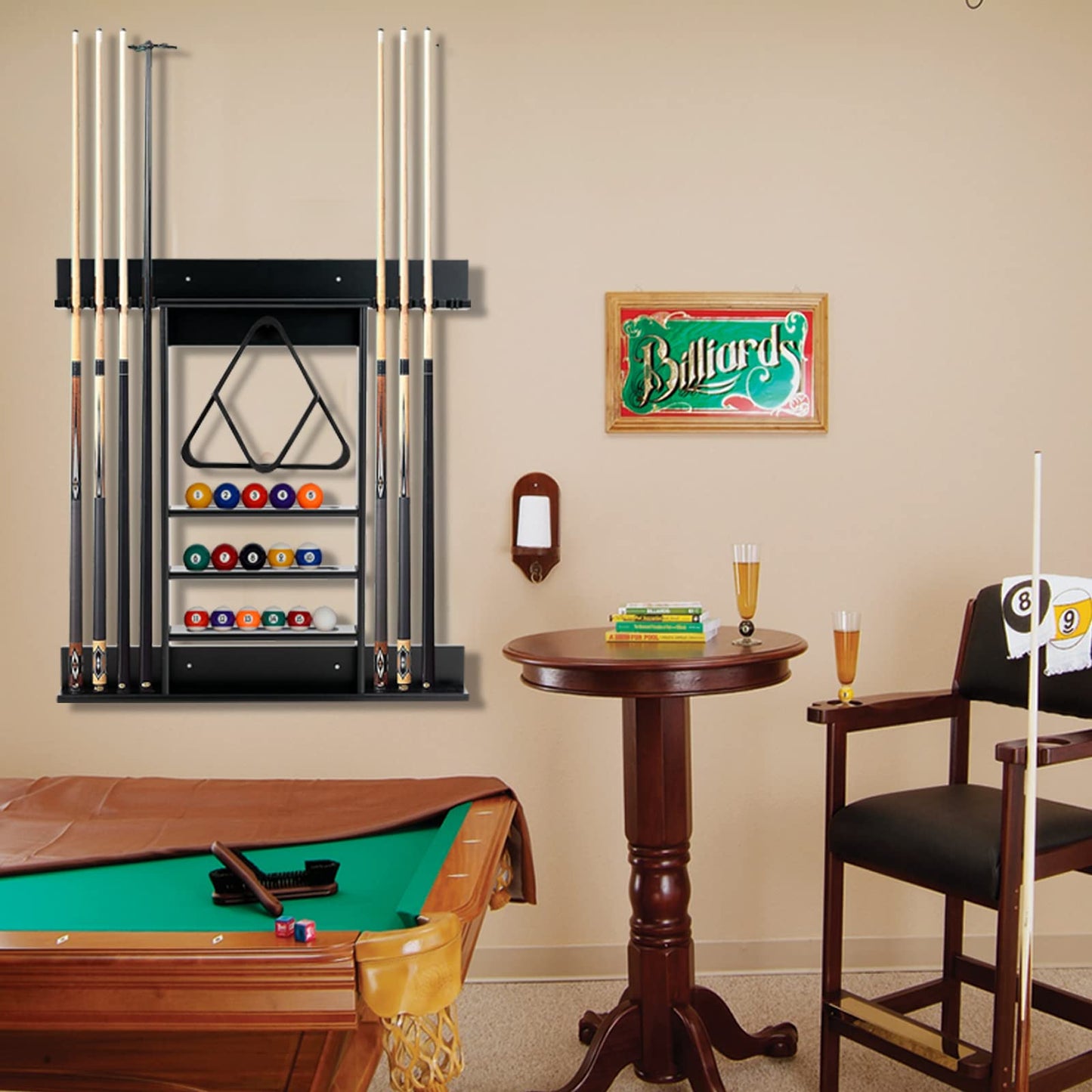 Wall Mounted Billiard Stick Holder Pool Cue Rack Only