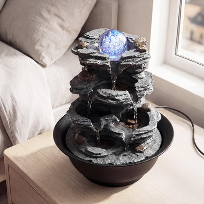 Indoor Water Fountain, Tabletop Indoor Water Feature with Rolling Crystal Ball
