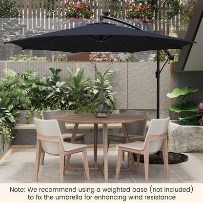303 CM Solar-Powered Patio Offset Umbrella with 112 LED Lights