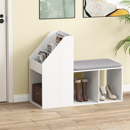 Shoe Storage Bench with 3 Tier Rack and Side Compartments