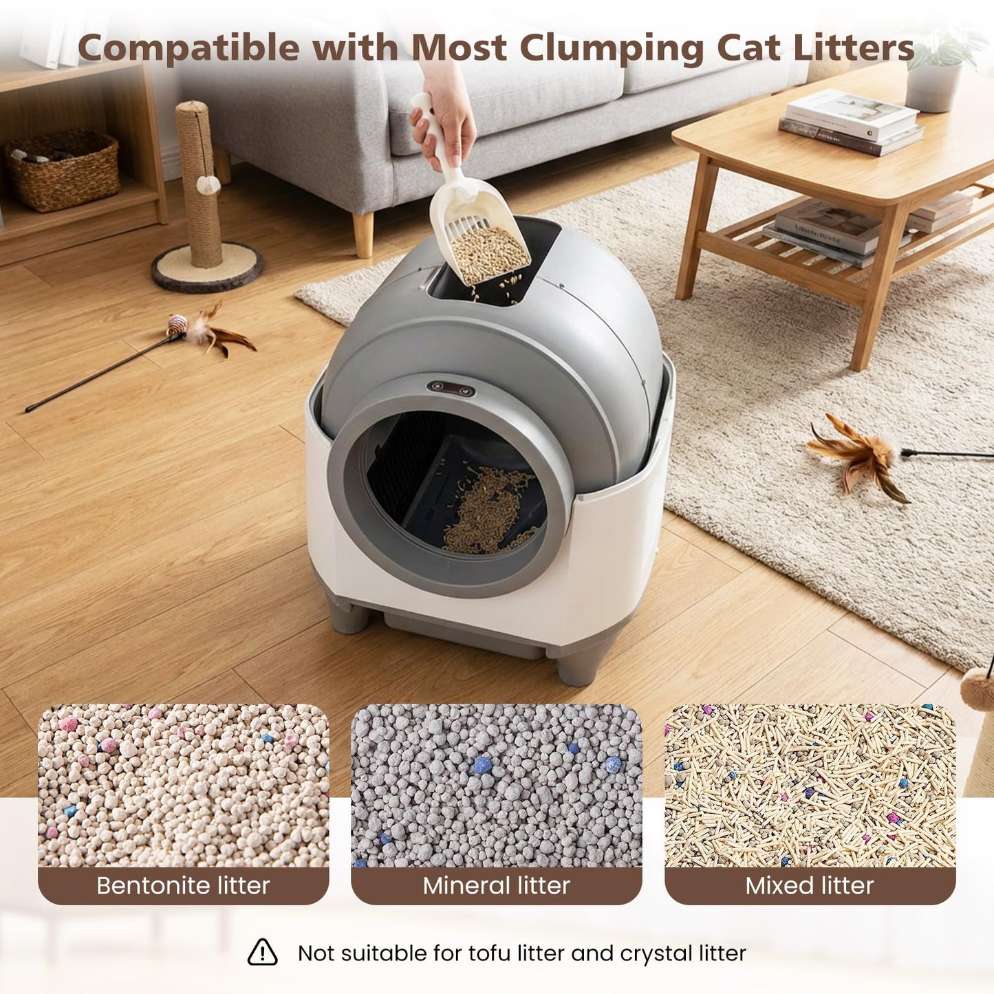 Self-Cleaning Cat Litter Box, 80L Large Capacity Electric Automatic Cat Toilet