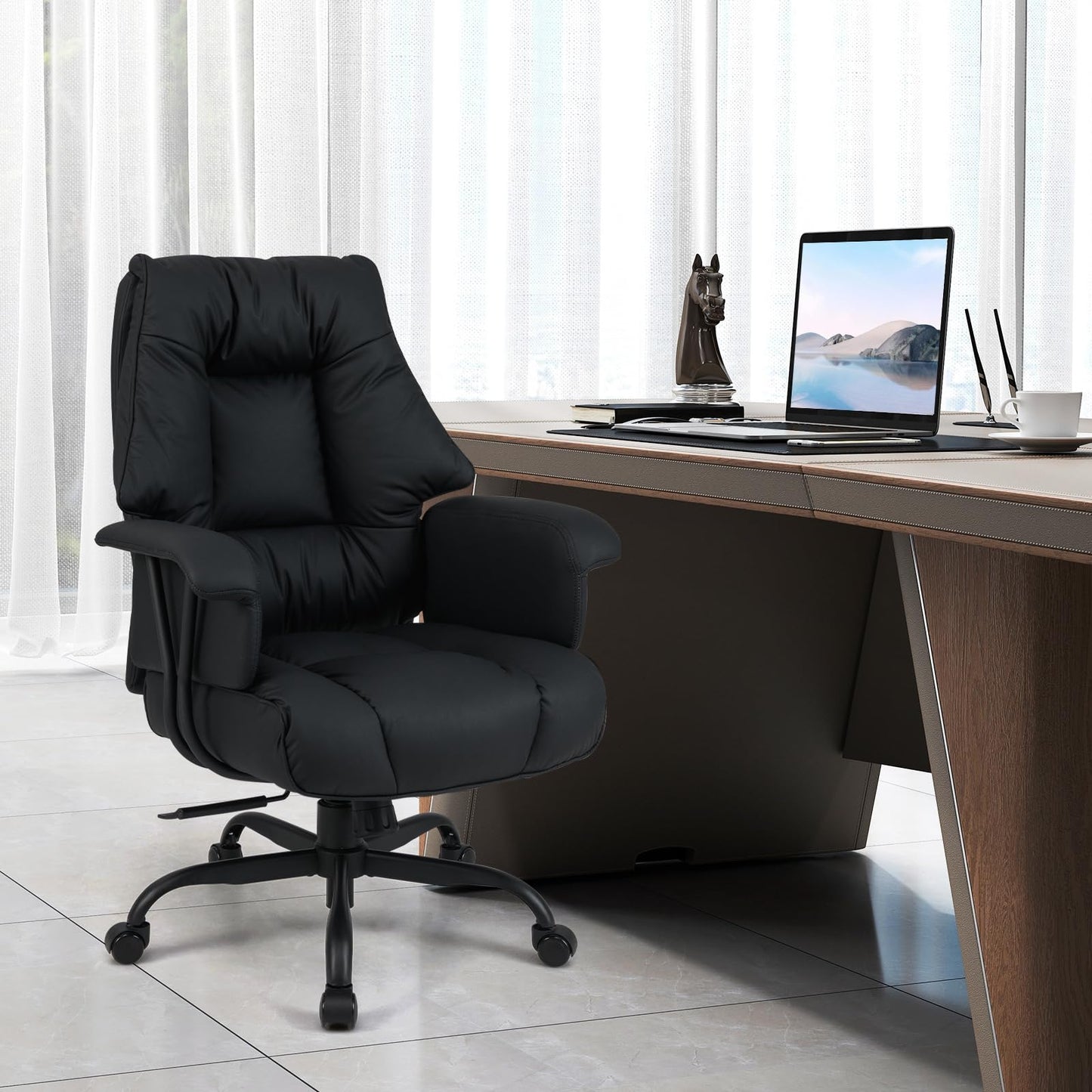 Ergonomic Office Chair with Spring Cushion Seat and Tilting Backrest