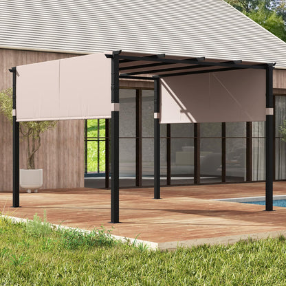 3 X 3M Metal Pergola with Retractable Roof with Sun Shade Canopy