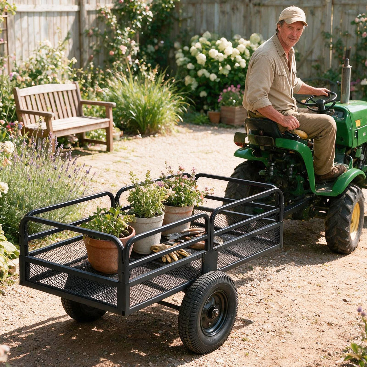 700 KG Capacity 0.5 m³ Heavy Duty Metal Dump Cart Trailer for ATV UTV Tractor